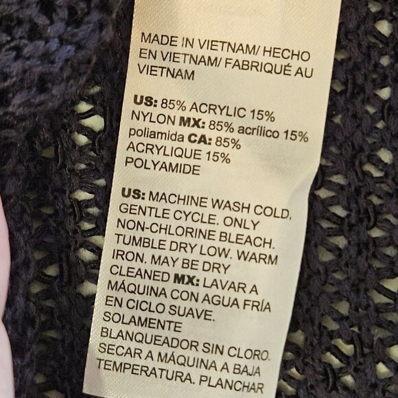 Chico's Size Medium (1) Round Neck Short Sleeve Deep Navy Open Knit Sweater - Picture 6 of 9